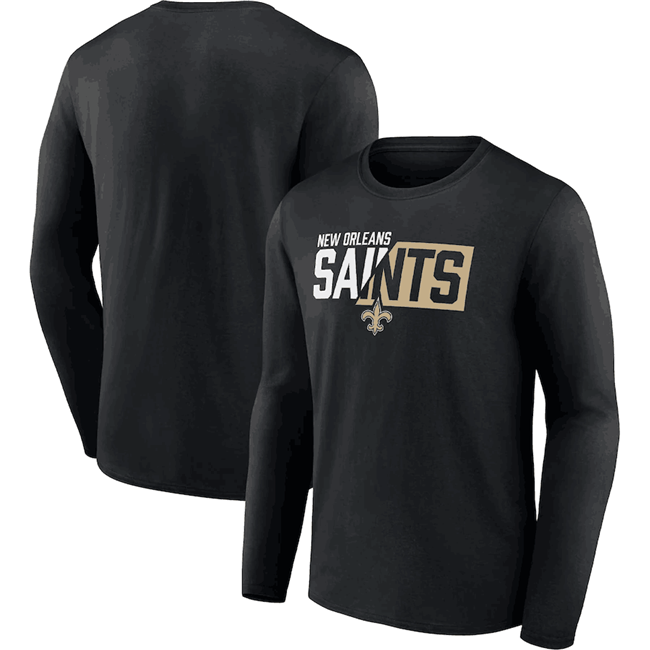 Men's New Orleans Saints Black One Two Long Sleeve T-Shirt Men's New Orleans Saints Black One Two Long Sleeve T-Shirt
